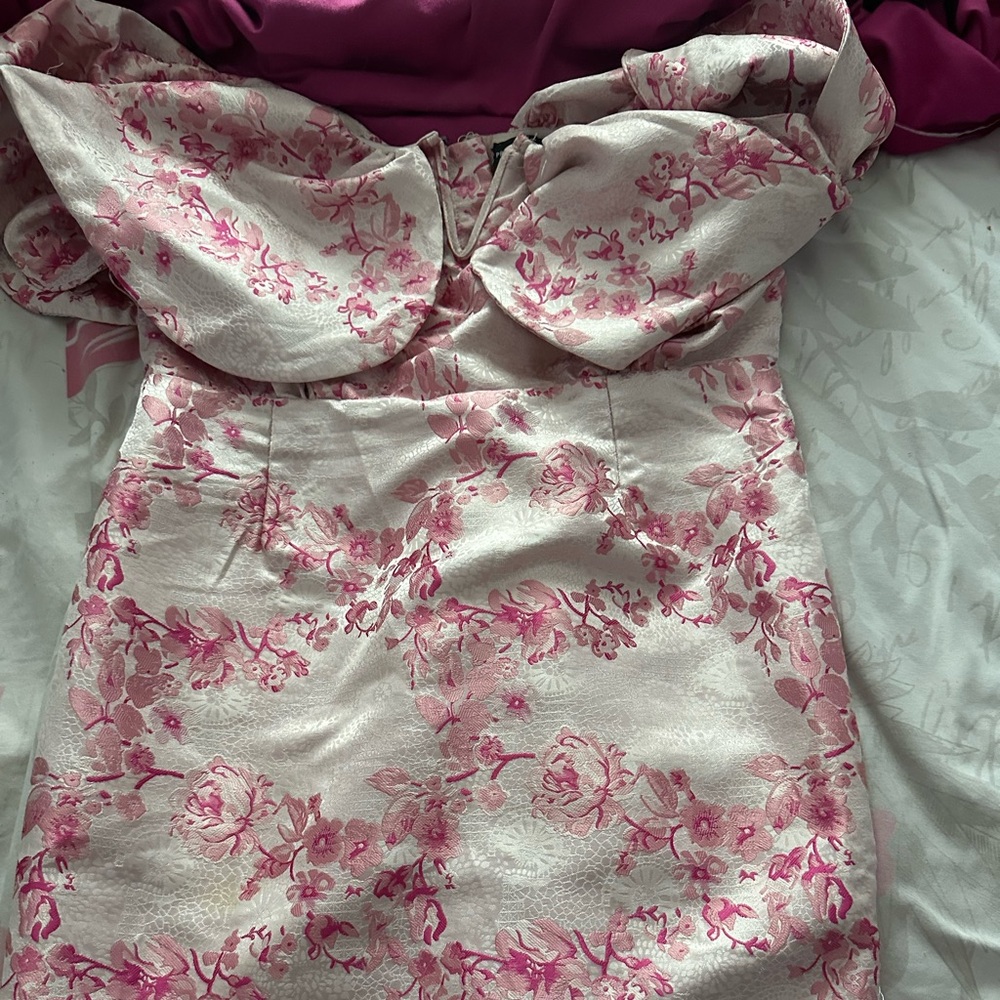 pink corset floral dress